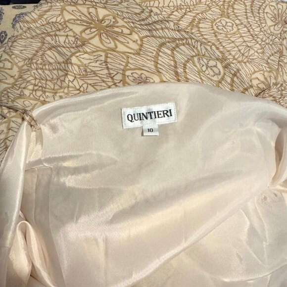 90s Beige Floral Ruffle Hem Dress Elegant Slip Style Maxi Gown Neutral - Picture 5 of 10